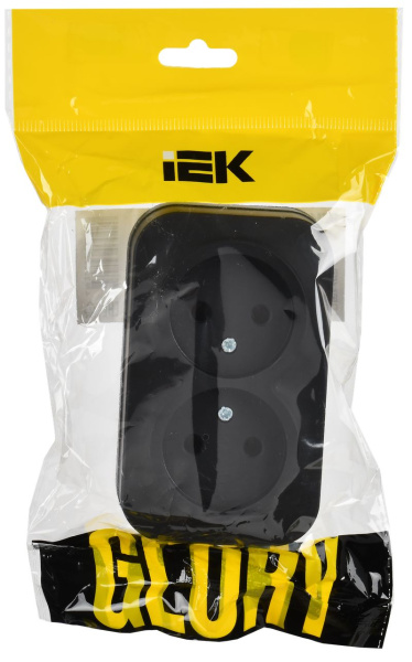 купить Глори черный розетка открытая 2-мест IP20  в Сыктывкаре Глори черный розетка открытая 2-мест IP20