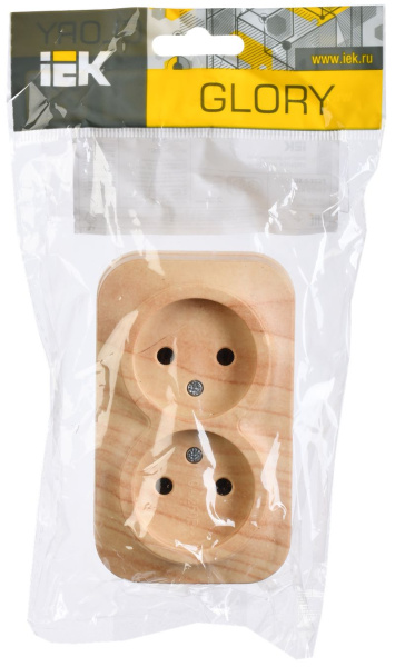 купить Глори сосна розетка открытая 2-мест IP20 в Сыктывкаре Глори сосна розетка открытая 2-мест IP20