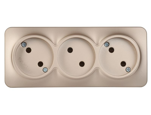 купить Глори шампань розетка открытая 3-мест IP20  в Сыктывкаре Глори шампань розетка открытая 3-мест IP20