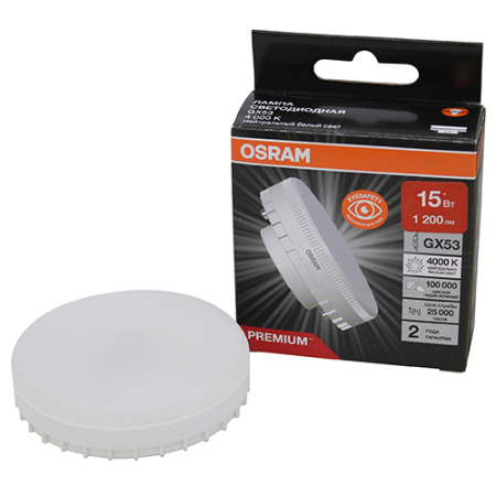 купить Лампа свд 220В GX53 15Вт 4000К 1200лм таблетка матовая Osram LED Value black в Сыктывкаре Лампа свд 220В GX53 15Вт 4000К 1200лм таблетка матовая Osram LED Value black