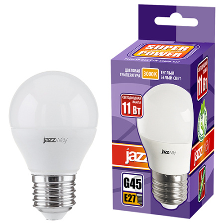 купить Лампа шар свд Е27 11Вт 3000К 950лм G45 матовый Jazzway в Сыктывкаре Лампа шар свд Е27 11Вт 3000К 950лм G45 матовый Jazzway