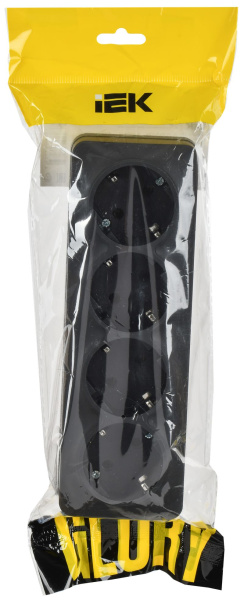 купить Глори черный розетка открытая 4-мест заземление IP20  в Сыктывкаре Глори черный розетка открытая 4-мест заземление IP20