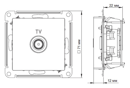 AtlasDesign белый розетка TV проходная скрытая 1-ая  