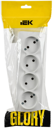 купить Глори белый розетка открытая 4-мест IP20  в Сыктывкаре Глори белый розетка открытая 4-мест IP20
