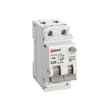 Дифавтомат 2Р 25А C тип AC 30мА 6кА 2мод АВДТ-63N EKF PROxima