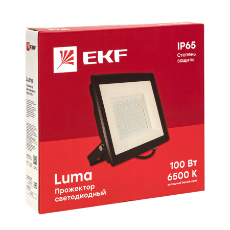 Прожектор свд 100Вт  6500К 8000лм черный IP65 110° Luma EKF 