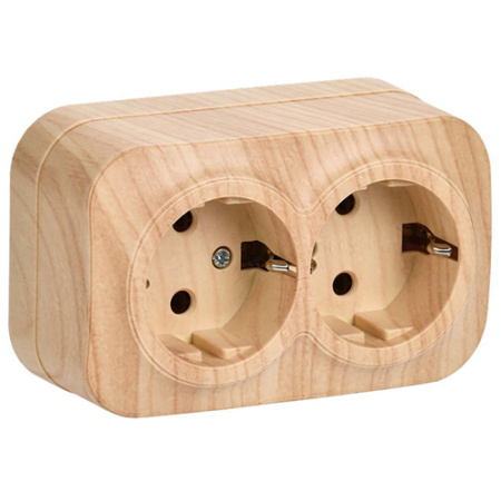 купить Глори сосна розетка открытая 2-мест заземление IP20  в Сыктывкаре Глори сосна розетка открытая 2-мест заземление IP20