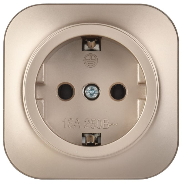 купить Глори шампань розетка открытая 1-мест заземление IP20  в Сыктывкаре Глори шампань розетка открытая 1-мест заземление IP20