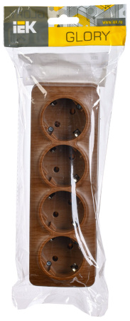 купить Глори дуб розетка открытая 4-мест заземление IP20 в Сыктывкаре Глори дуб розетка открытая 4-мест заземление IP20