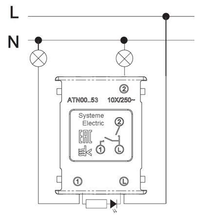 AtlasDesign жемчуг выключатель 2кл с подсветкой скрытая 10А IP20 