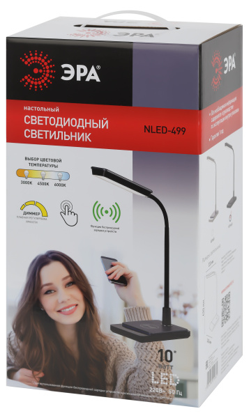 купить Светильник настольный свд 10Вт 3000-6500К 800лм черный подставка диммер сенсор ЭРА в Сыктывкаре Светильник настольный свд 10Вт 3000-6500К 800лм черный подставка диммер сенсор ЭРА