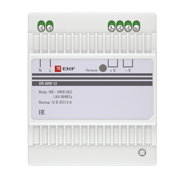 Блок питания 12В DR-60W-12 EKF Din рейка